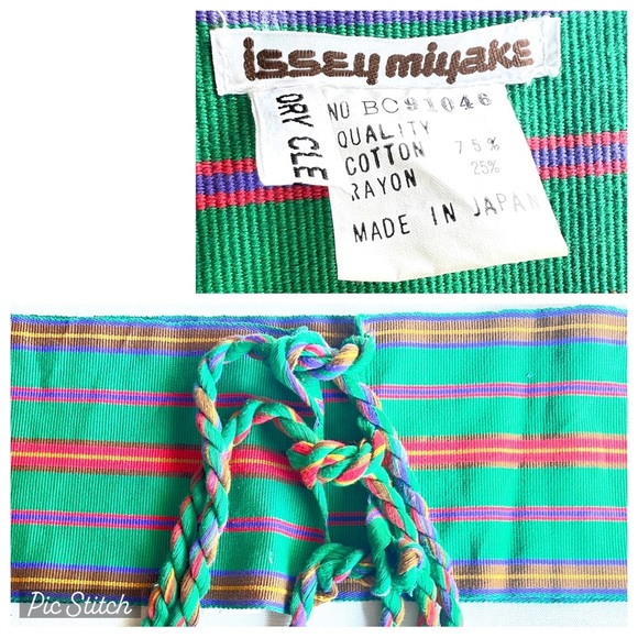 ISSEY Miyake rare Vintage striped belt sash  cotton 70 80s - Picture 1 of 9